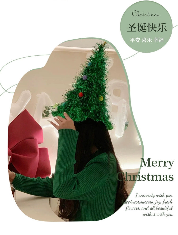 Christmas Hat Christmas Decoration Hat Small Christmas Tree Shooting Layout Props Children Adult Headdress Headband Accessories