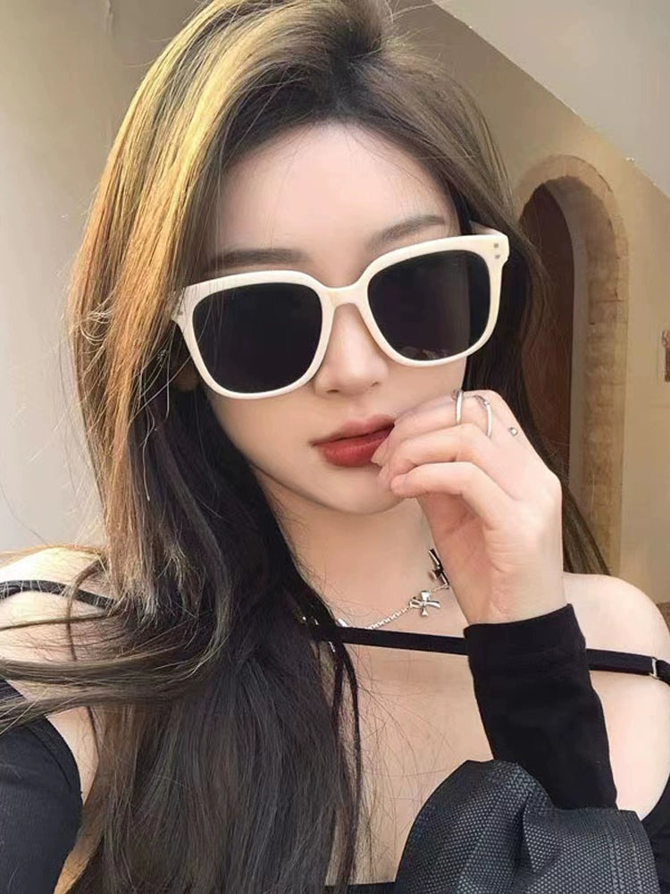 GM Sunglasses for Women 2023 New Fancy to Make Big Face Thin-Looked Sun Glasses UV-Proof White Frame Myopic Sunglasses Men