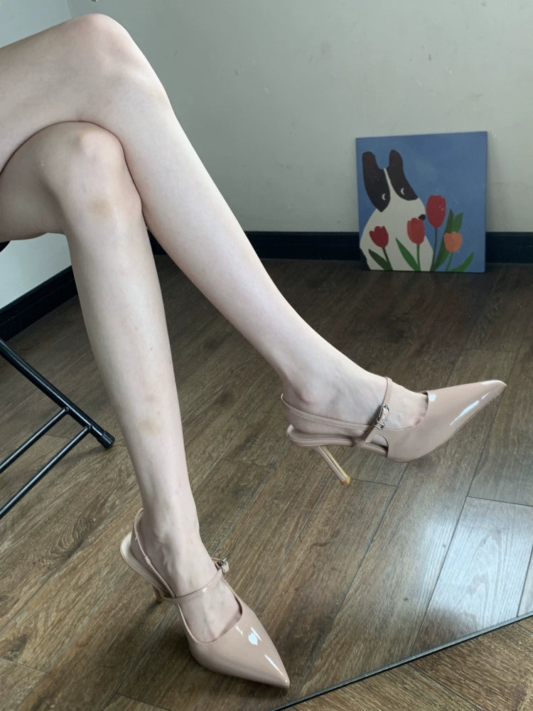 Summer Nude Autumn Patent Leather Back Air High Heels