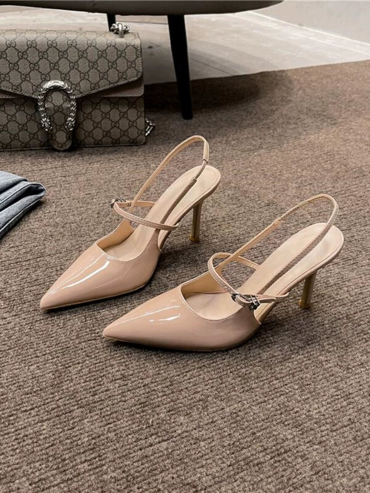 Summer Nude Autumn Patent Leather Back Air High Heels