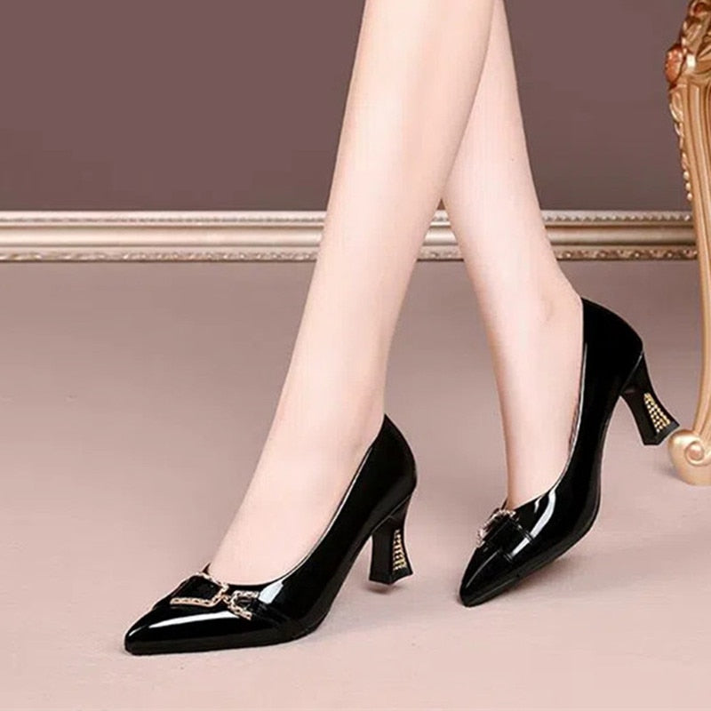 Women Classic Navy Blue Crystal Shining High Heel Shoes Lady Spring & Summer Comfort Stylish Pumps Mulheres De Salto Alto E357