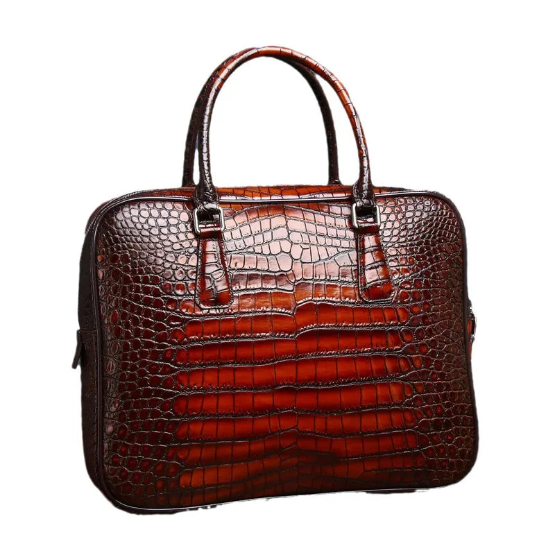 Crocodile Belly Pattern Men's Password Lock Briefcase Business Fashion Handbag File Pack Luxury Brand Portfolio Leather Men Bag