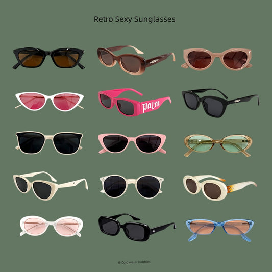 Fashion Sexy Ins Sunglasses Female Summer Seaside Sunshade Cat Eye Trendsetter Sunglasses Internet Influencer Street Snap Sun Glasses Male