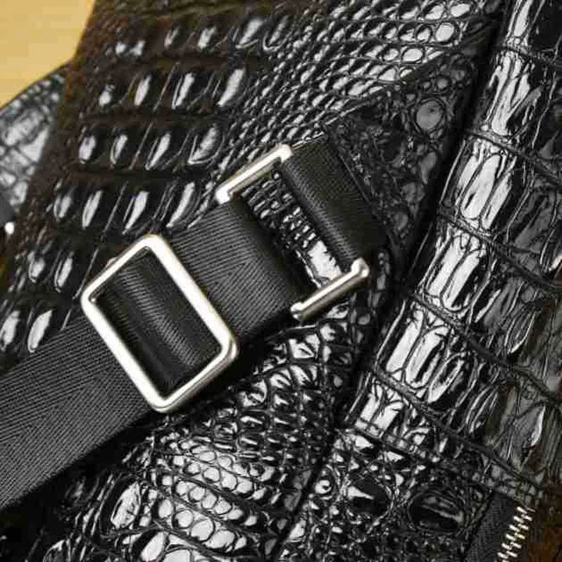 Fashion Real Cowhide leather backpack High quality crocodile patterned women's backpack balck Women's bag