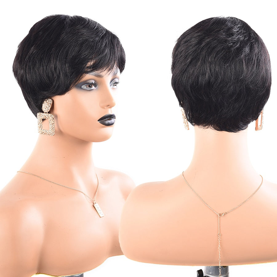 Short Pixie Cut Wig Human Hair Wigs For Black Women Fashion Lady Brazilian Straight Remy Glueless Machine Made Short Hair Wigs