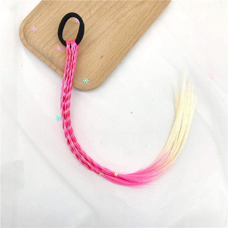 Girls Colorful Wigs Ponytail Hair Ornament Headbands Rubber Bands Beauty Hair Bands Headwear Braid Kids Gift Hair Accessories