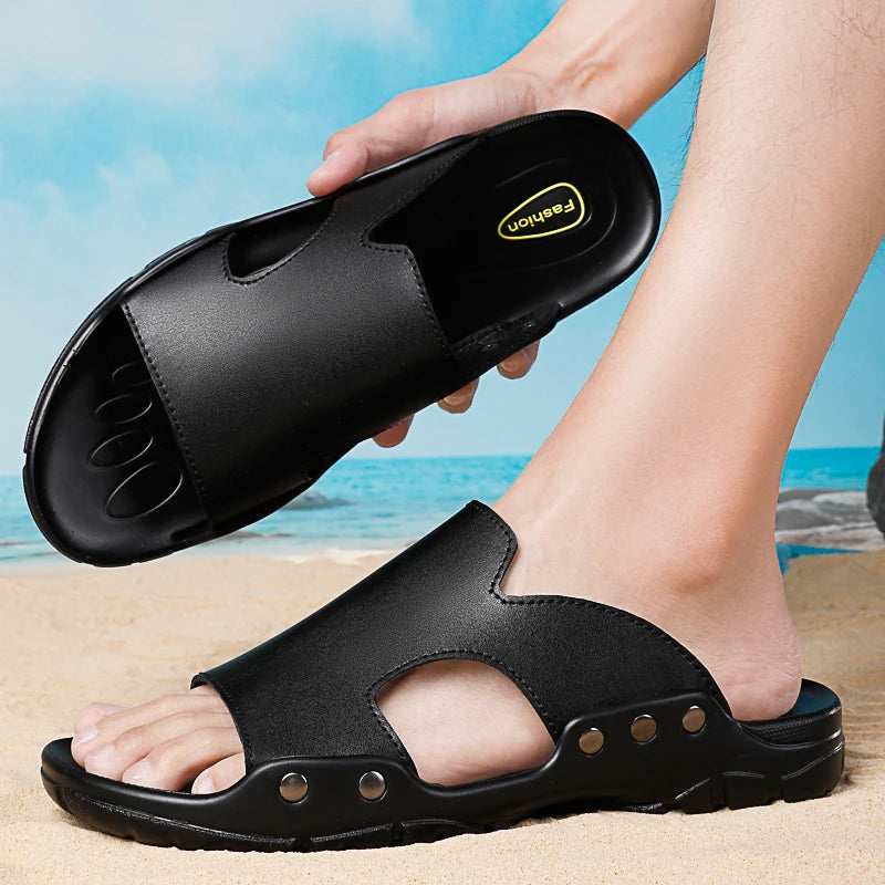 New 2024 Large Size 37-52 Men Cork Slippers Summer Casual Double Buckle Non-slip Clogs Slides Slip on Flip Flop Men Shoes Unisex