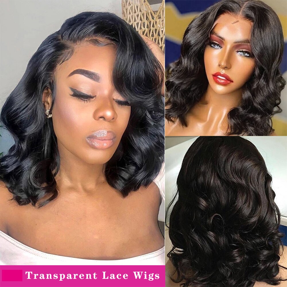 QT HAIR Blunt Cut Bob Wig Brazilian Lace Closure Human Hair Wigs Body Wave Bob Wig For Women Remy T Part Bob Wigs With Baby Hair