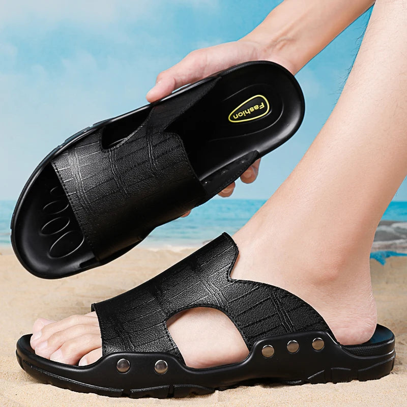 New 2024 Large Size 37-52 Men Cork Slippers Summer Casual Double Buckle Non-slip Clogs Slides Slip on Flip Flop Men Shoes Unisex