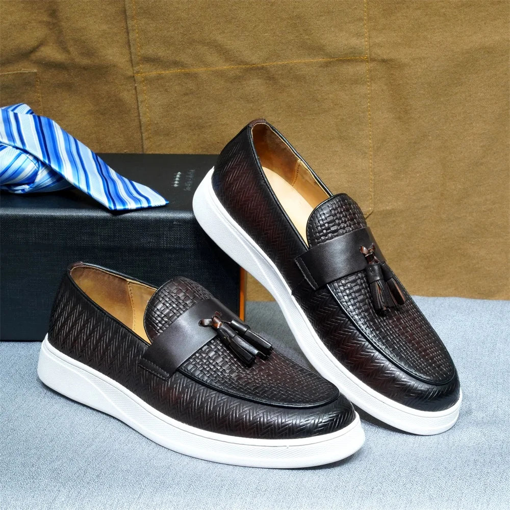 Soft Genuine Leather Mens Tassel Penny Loafer Shoes Brown Black Slip-on Business Office Casual Shoes for Men with Free Shipping