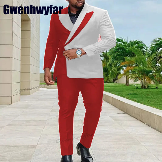 Gwenhwyfar Luxury Men Suits Slim Fit Peak Lapel Blazer Sets Pants 2023 New 2 Piece Set Prom Suit Tuxedo Wedding Evening Dresses