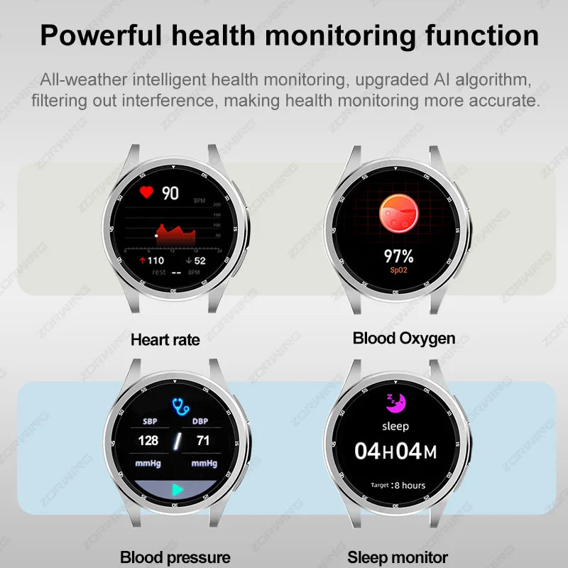 JS Watch 6 Max Classic AMOLED Smart Watch Men Women Rotating Bezel Heart Rate Blood Pressure Compass Sport Modes Smartwatch New