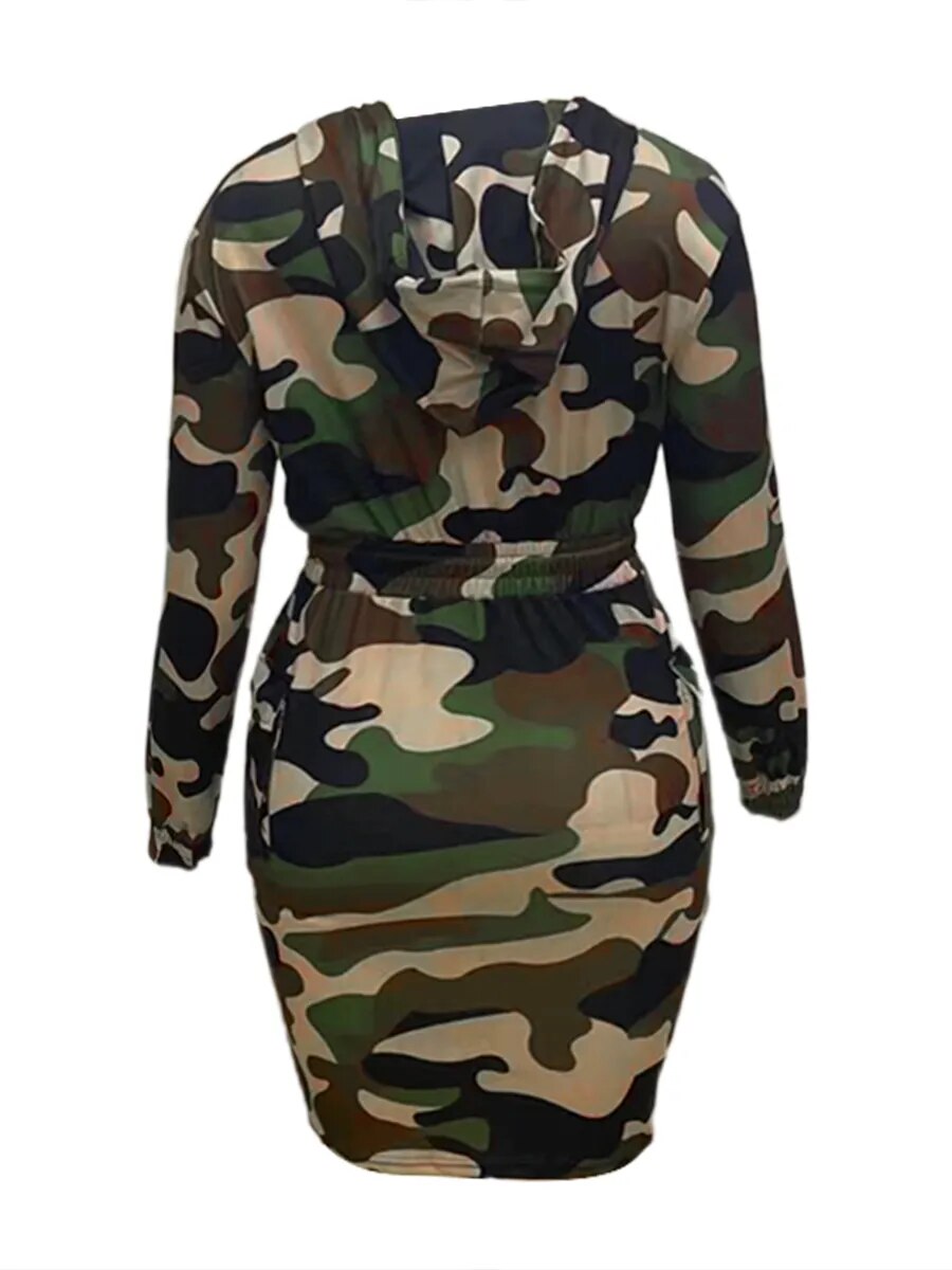 LW Plus Size Camo Print Side Pocket Cargo Dress