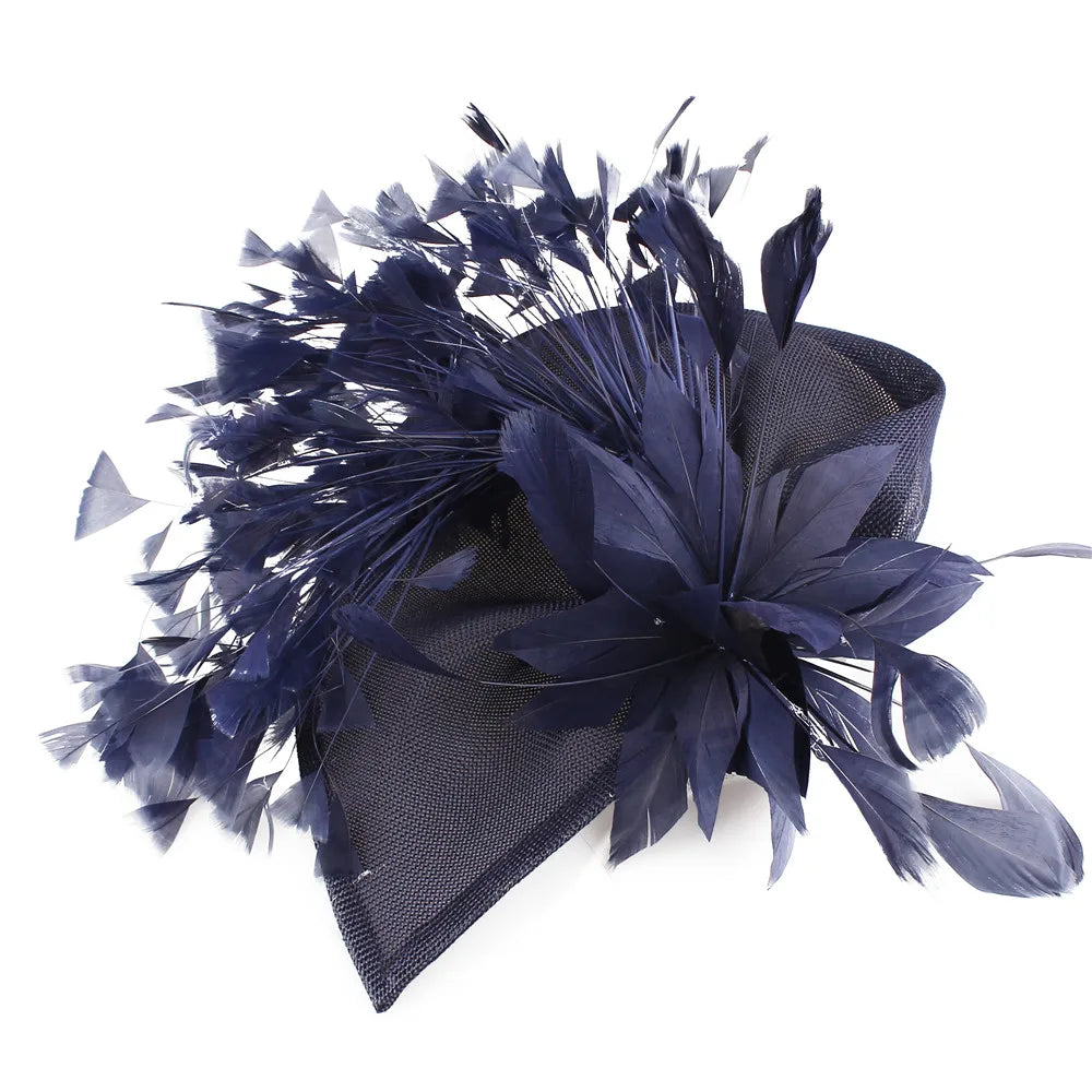 Royal Blue Gorgeous Fascinator Hat With Clips Elegant Women Fancy Feathers Wedding Hats Bridal Hair Accessories Lady Millinery