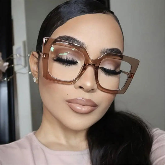 New Fashion Square Eyeglasses Optical Anti-blue Glasses Sunglasses Frame Eyewear Female Spectacles Vintage Oversized Accessories