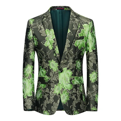 2023 Fashion New Men's Casual Boutique Business Wedding Host Slim Bronzing Suit Flower Jacket Dress Blazers Coat