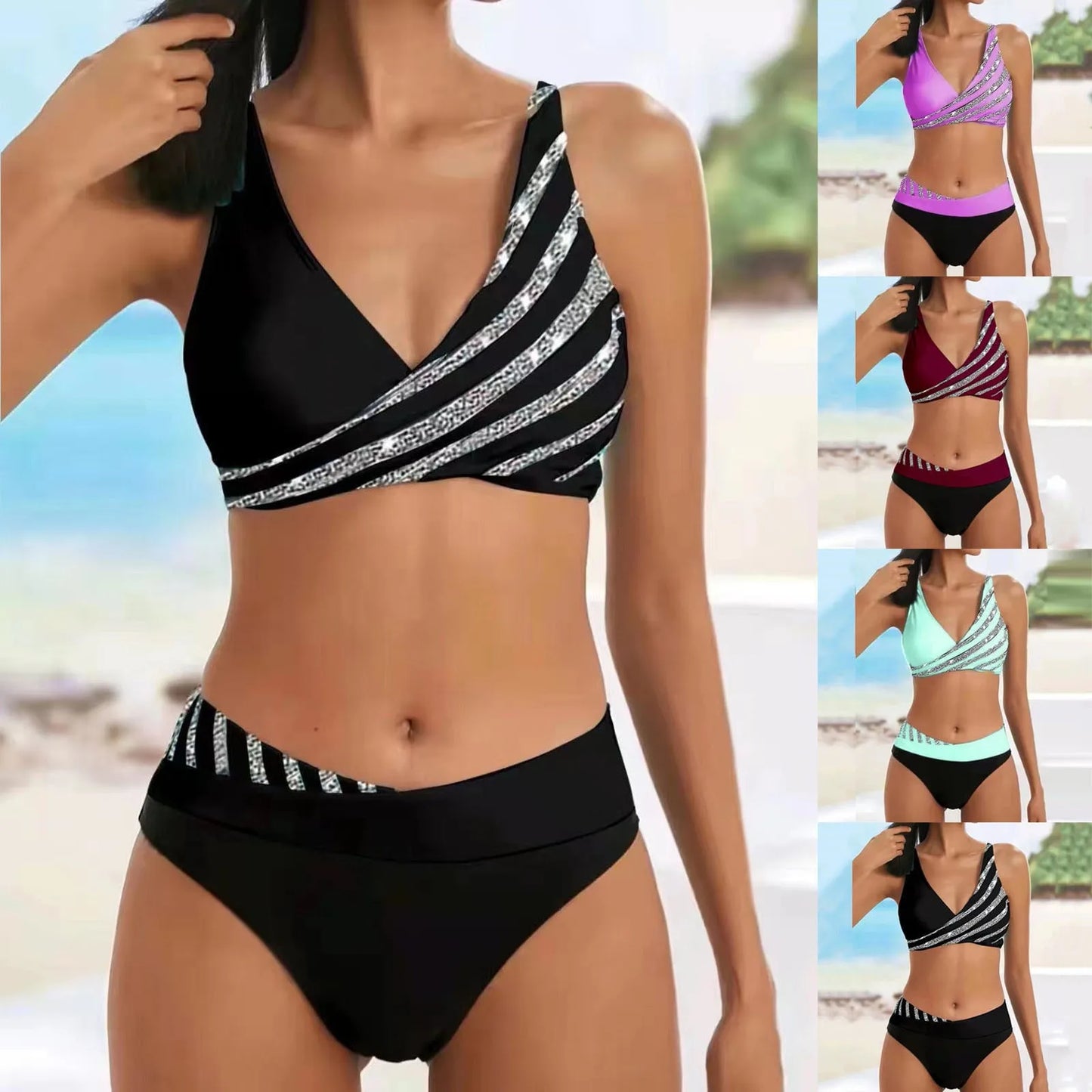 Sexy High Waist Bikini Set 2 Piece Swimsuit Women Push Up Y2k Swimwear Luxury Separates Tankini Summer Beach Mujer купальник