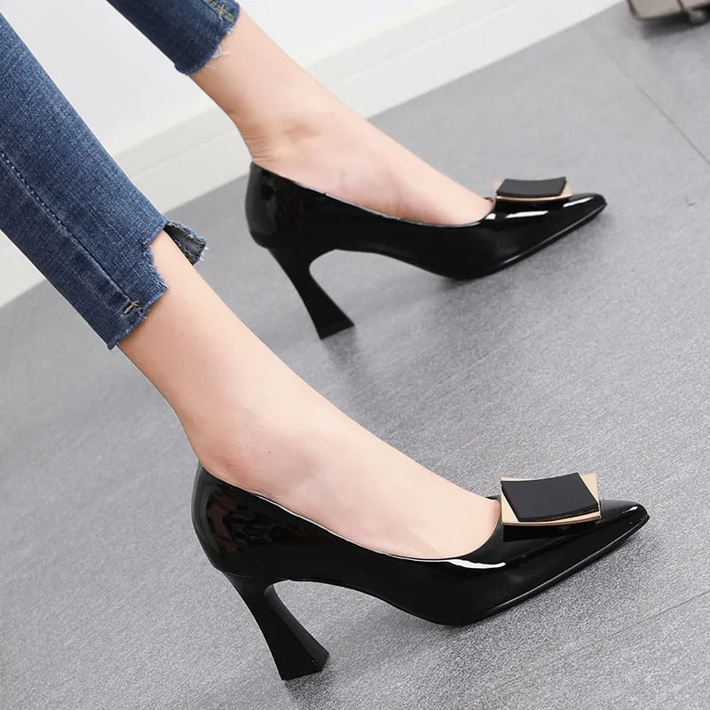 Women Classic Navy Blue Crystal Shining High Heel Shoes Lady Spring & Summer Comfort Stylish Pumps Mulheres De Salto Alto E357