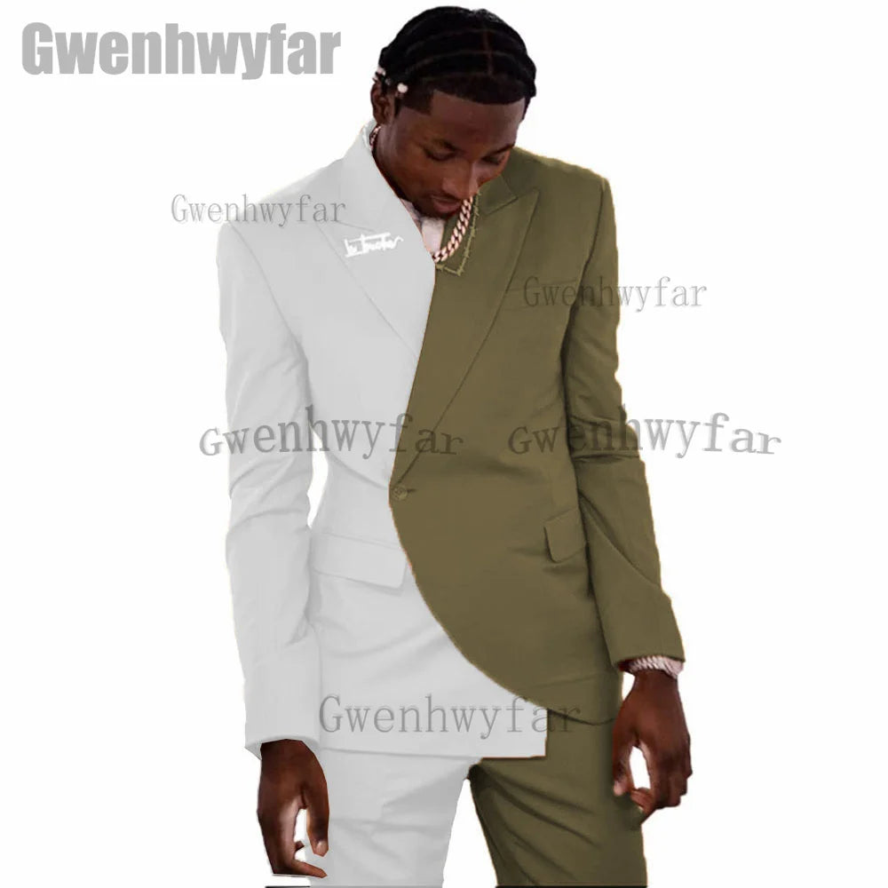 Gwenhwyfar Custom Suit New Stitching Style High Quality Men Suits Peak Lapel Formal Suit For Wedding(Jacket+Pant)