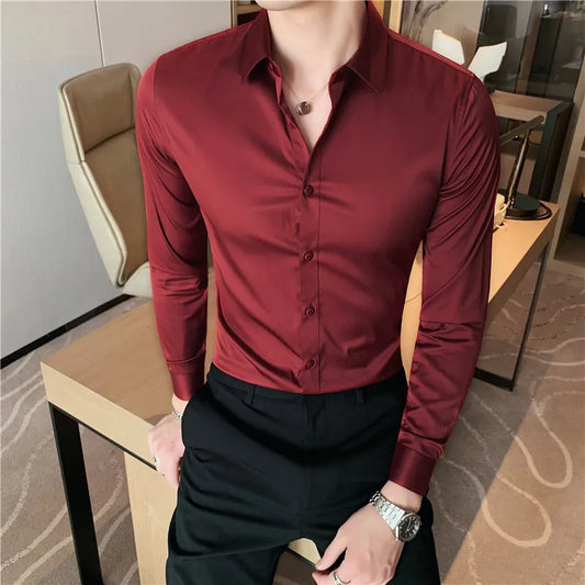 10 Color Summer New Mens Short-sleeved Shirt Cotton Casual Business Shirt Mens Slim Solid Color Formal Shirt Men Clothing 7XL