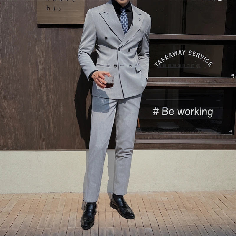 (Jacket+Vest+Pants) 7XL Design Men Suits Business Costume Homme Wedding Dress Groom Tuxedo Slim Fit Prom Double Breasted Blazers