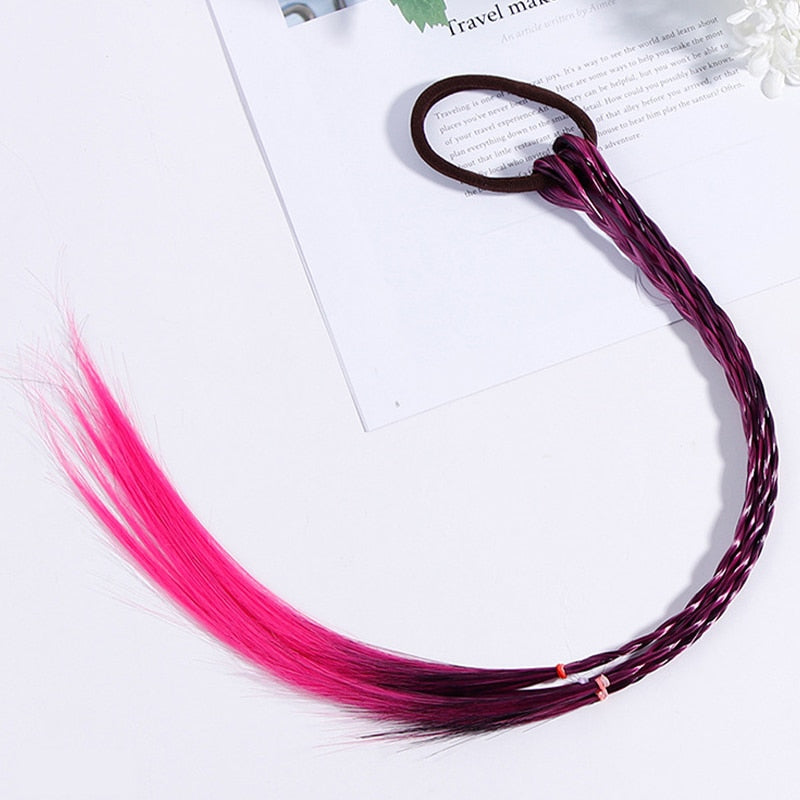 Girls Colorful Wigs Ponytail Hair Ornament Headbands Rubber Bands Beauty Hair Bands Headwear Braid Kids Gift Hair Accessories