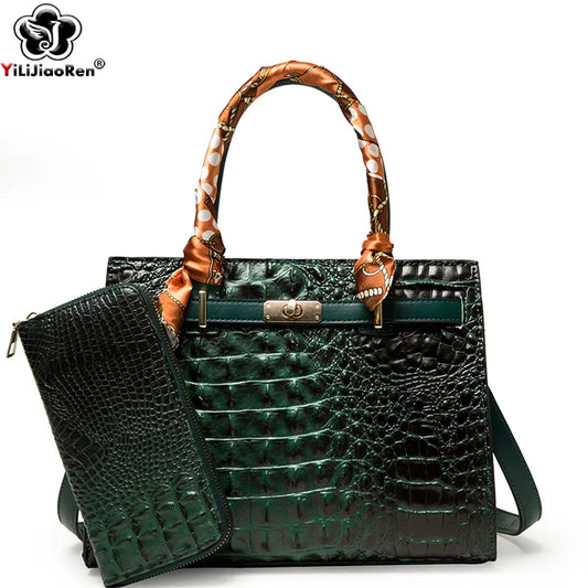 Luxury Crocodile Pattern Handbag Women Fashion Shoulder Bags Designer Famous Brand Leather Crossbody Bag Ladies Large Hand bags