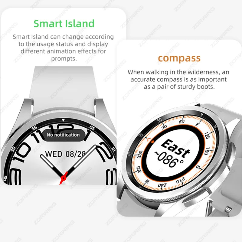 JS Watch 6 Max Classic AMOLED Smart Watch Men Women Rotating Bezel Heart Rate Blood Pressure Compass Sport Modes Smartwatch New