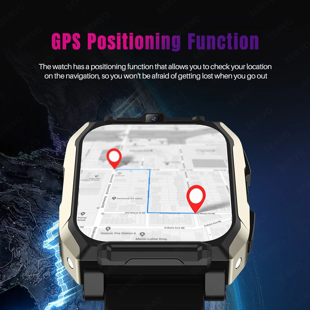 4G+128GB Smart Watch KOM8 SIM Card  Android HD Camera for Men Women Wifi GPS Google Play Store Call Music Face Recognition 2024