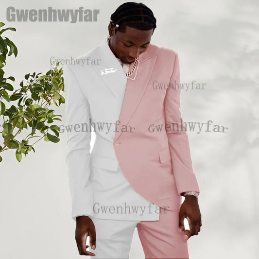 Gwenhwyfar Custom Suit New Stitching Style High Quality Men Suits Peak Lapel Formal Suit For Wedding(Jacket+Pant)