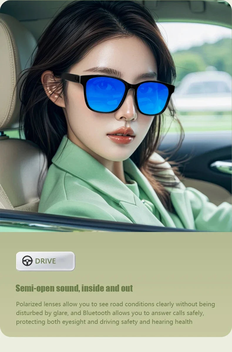 Men Bluetooth smart glasses technology audio call remote headset sunglasses sports driving music earbuds headphones men's women