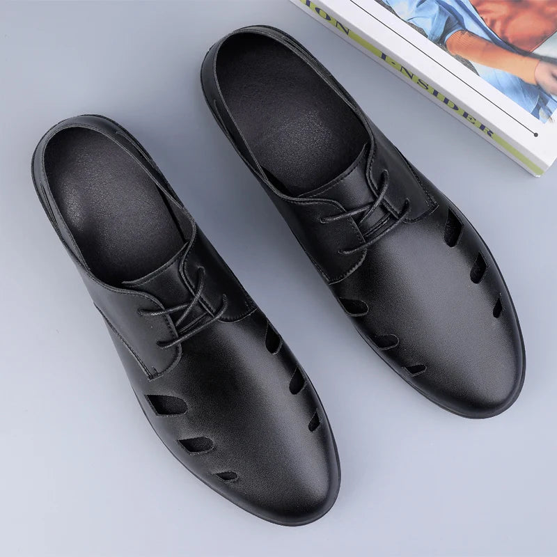 Casual Leather Shoes Men Loafers Fashion Casual Men Shoes Comfort Driving Shoes Men Flats Moccasins Footwear Breathable openwork