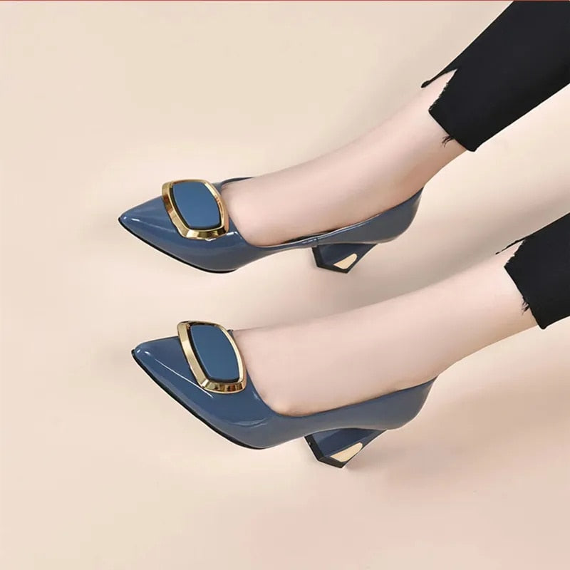 Women Classic Navy Blue Crystal Shining High Heel Shoes Lady Spring & Summer Comfort Stylish Pumps Mulheres De Salto Alto E357