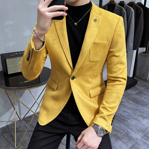 2023 Hombre Suit Leather Jacket Men Terno Masculino Men Clothing Deerskin Leather Jacket Blazer Men Casual Slim Blazer 6 Color