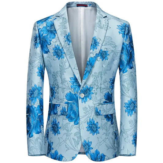 2023 Fashion New Men's Casual Boutique Business Wedding Host Slim Bronzing Suit Flower Jacket Dress Blazers Coat