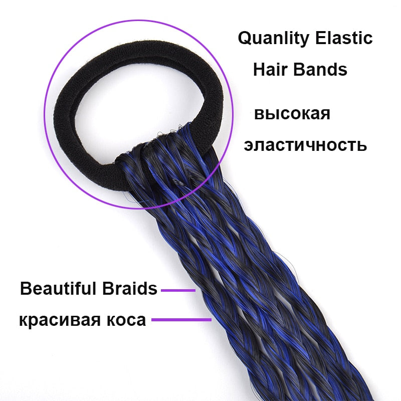 Girls Colorful Wigs Ponytail Hair Ornament Headbands Rubber Bands Beauty Hair Bands Headwear Braid Kids Gift Hair Accessories