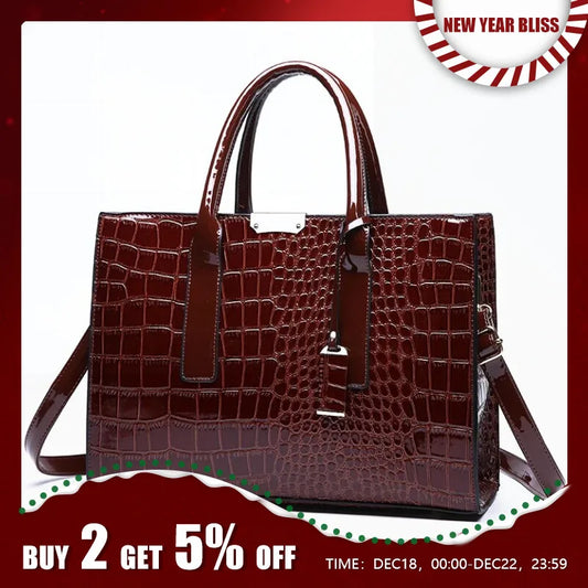 Crocodile Print Women Handbags Purse Tote Bags Adjustable Strap Top Handle Bag Large Capacity Crossbody Bags Work Travel Gift