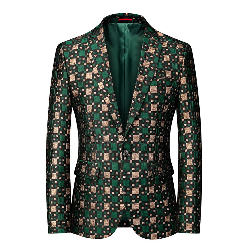 2023 Fashion New Men's Casual Boutique Business Wedding Host Slim Bronzing Suit Flower Jacket Dress Blazers Coat