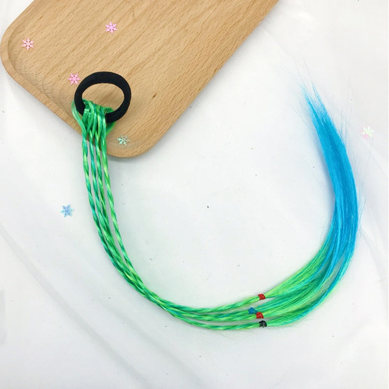 Girls Colorful Wigs Ponytail Hair Ornament Headbands Rubber Bands Beauty Hair Bands Headwear Braid Kids Gift Hair Accessories