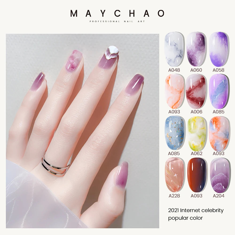 MAYCHAO Blossom Gel Nail Art Transparent Blossom Nail Polish Blooming Smook Effect Flower Gel Polish Soak off UV Nail Glue Gel