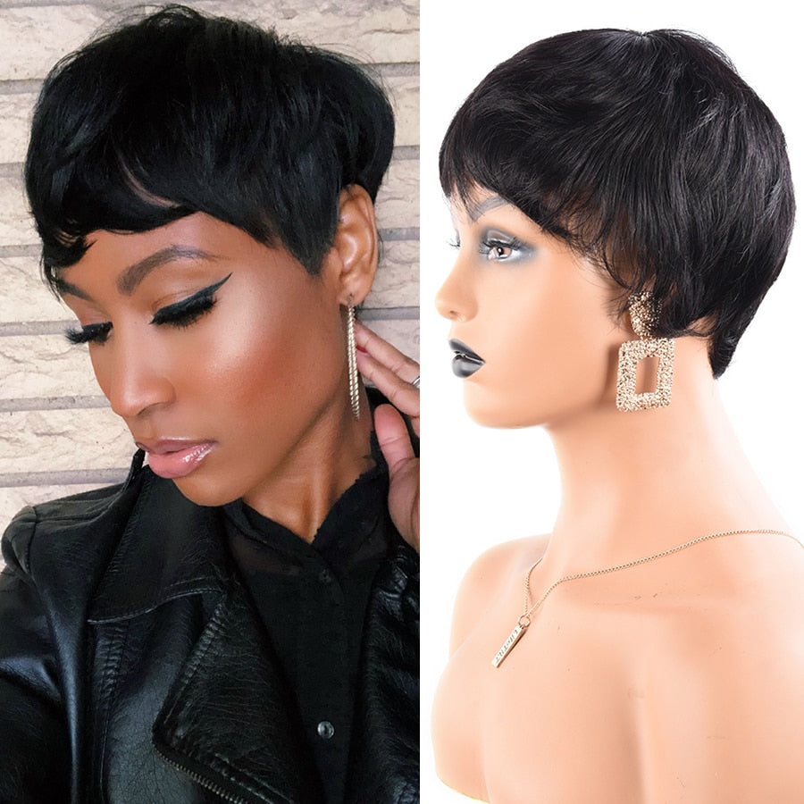 Short Pixie Cut Wig Human Hair Wigs For Black Women Fashion Lady Brazilian Straight Remy Glueless Machine Made Short Hair Wigs