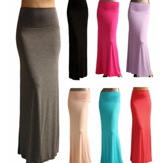 Women Mermaid Skirts Summer Fashion New High Waist Slim Solid Color Long Clothing Thin Skirt