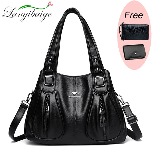 100% Genuine Leather Women Handbag Fashion Girls Top-Handle Bucket Bag Soft Cowhide Female Shoulder Bags Women Crossbody Bag Sac