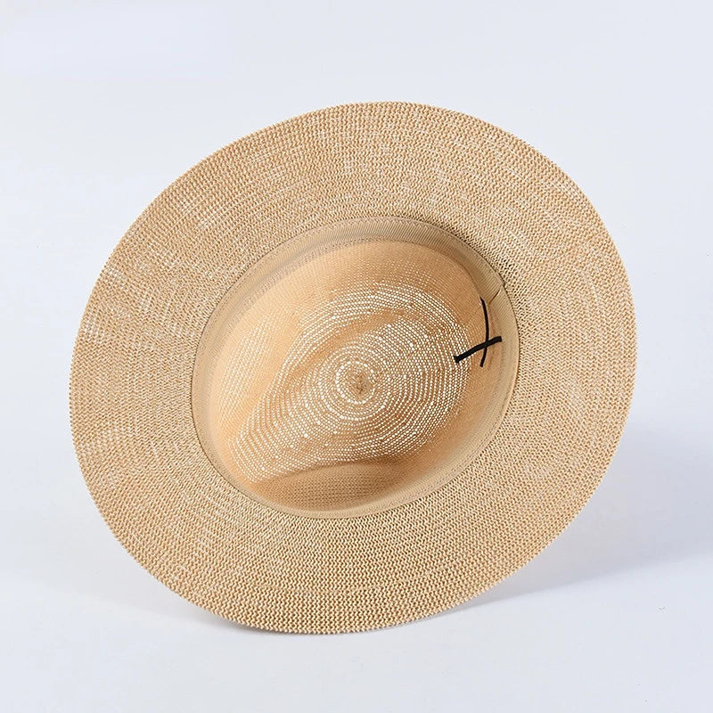 UV New Ladies Men Fashion Letter M Straw Hat Sun Hat Panama Spring Casual Summer Beach Classic Straw Jazz Basin Hat Wholesale