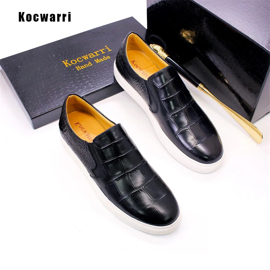 Men's genuine leather shoes casual comfortable handmade shoes mesh pattern non-slip slip-on loafers dating party flat men shoes