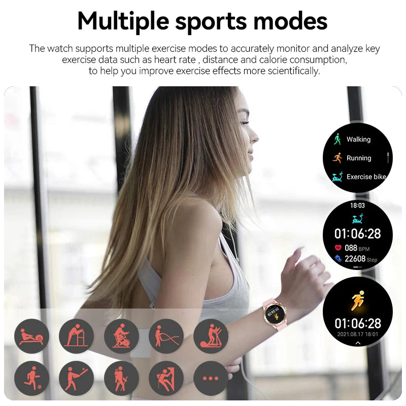 LIGE 1.28 inch AMOLED Screen Smart Watch For Women Wireless Call Connect Phone Health Monitor Waterproof Sport Ladies Smartwatch