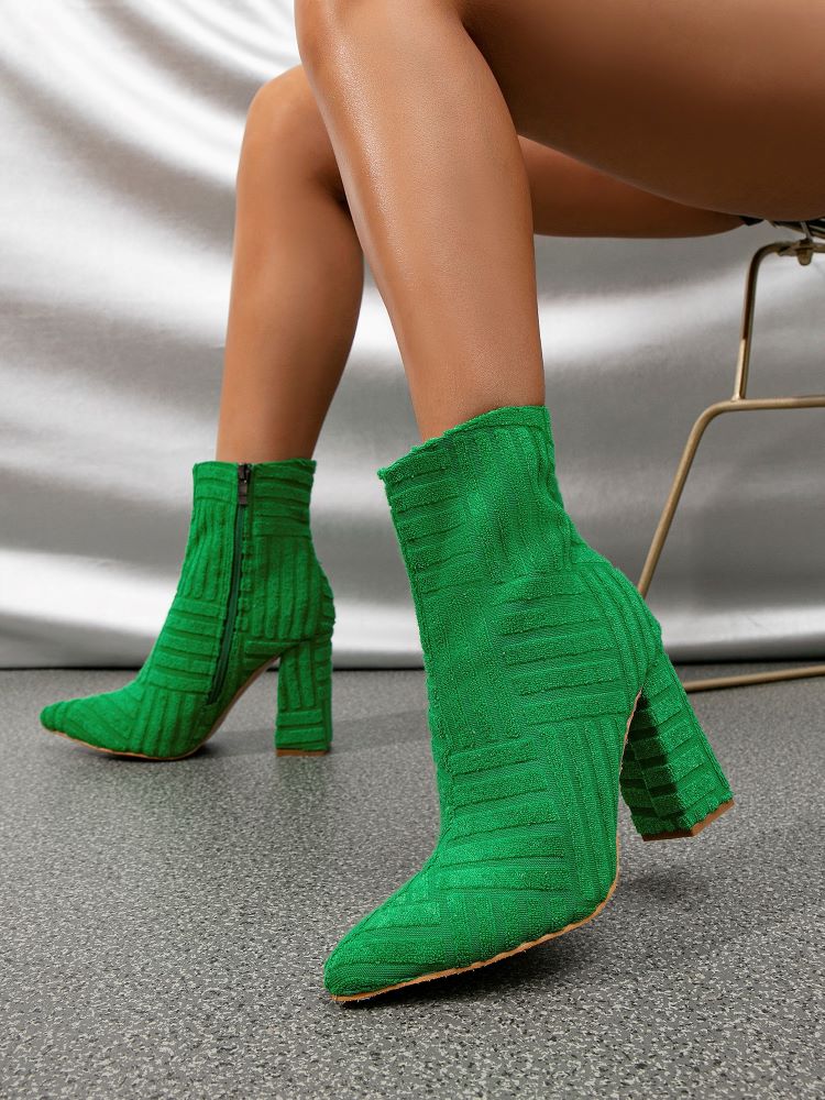 2023 Autumn/Winter Fashion Green Women Boots Pointed Suede Zipper High Heel Ankle Boots Party Wedding Shoes Size 35-42