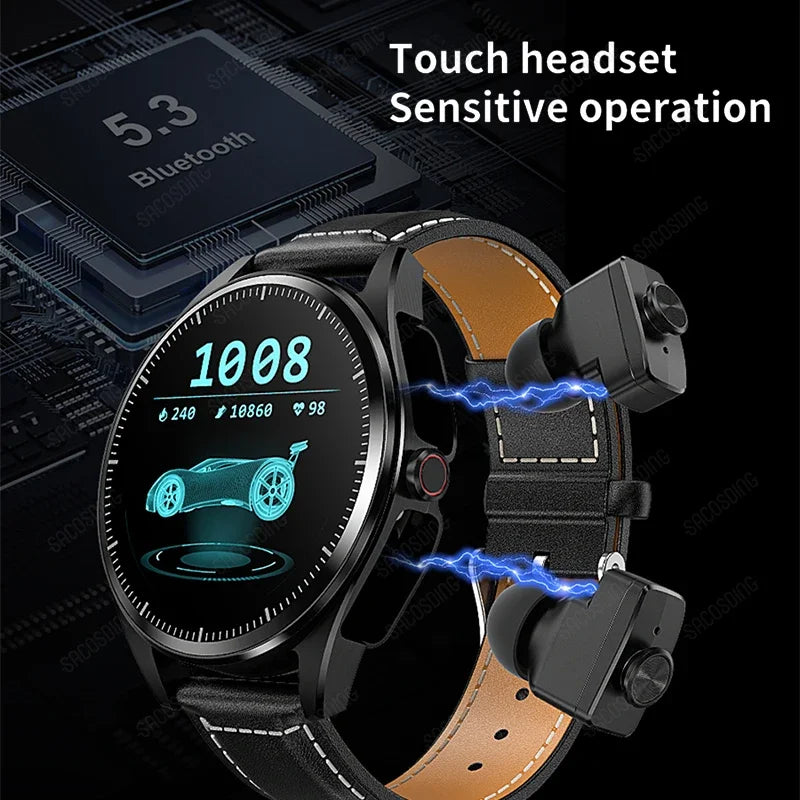 Luxury 2 in 1 Smart Watch 4G Memory Local Music Bluetooth Call HIFI Sound Quality AMOLED 466*466 Smart Watch For Men Women 2024