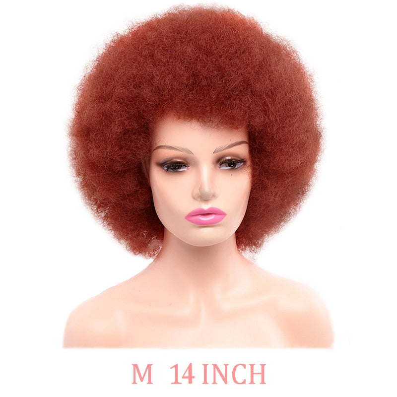 Synthetic Afro Wig Short Fluffy Hair Wigs for Black Women Kinky Curly Hair for Party Dance Cosplay Wigs with Bangs