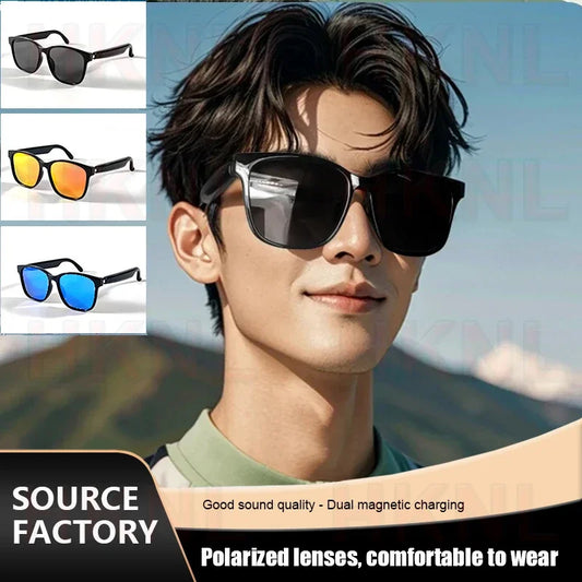 Men Bluetooth smart glasses technology audio call remote headset sunglasses sports driving music earbuds headphones men's women